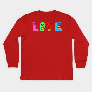 Cute Love Motivational Text Illustrated Dancing Letters, Blue, Green, Pink for all people, who enjoy Creativity and are on the way to change their life. Are you Confident for Change? To inspire yourself and make an Impact. Kids Long Sleeve T-Shirt